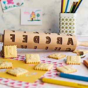 ALPHABET rolling pin, embossing rolling pin, engraved rolling pin by laser