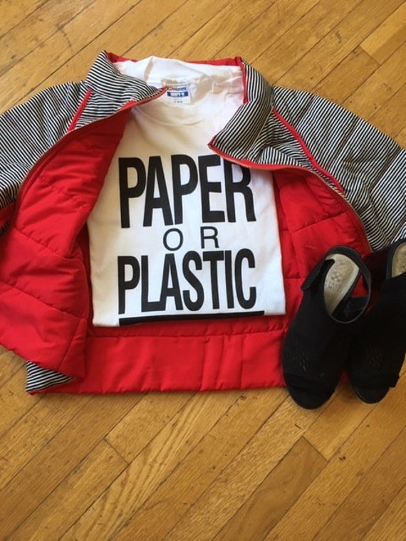 Statement T-shirts Paper or Plastic, Statement T-… - image 5