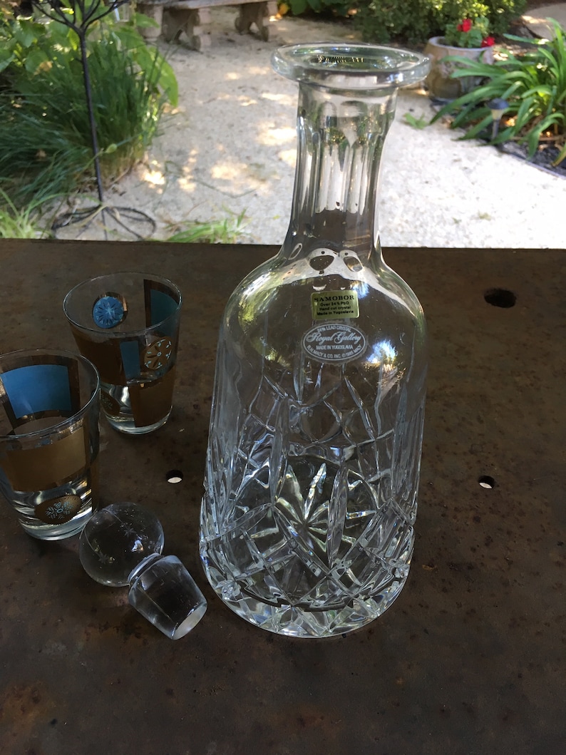 Vintage Samobor Royal Gallery Decanter/24 Pbo/ Hand Cut Lead Crystal