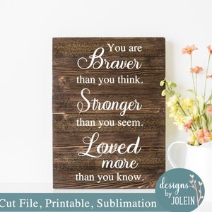 Sie sind Braver, als Sie denken, Bauernhaus SVG, Png, Eps, JPEG, Dxf, Sublimation, Handwerk Datei, Cricut Datei, Clipart, Silhouette Datei,