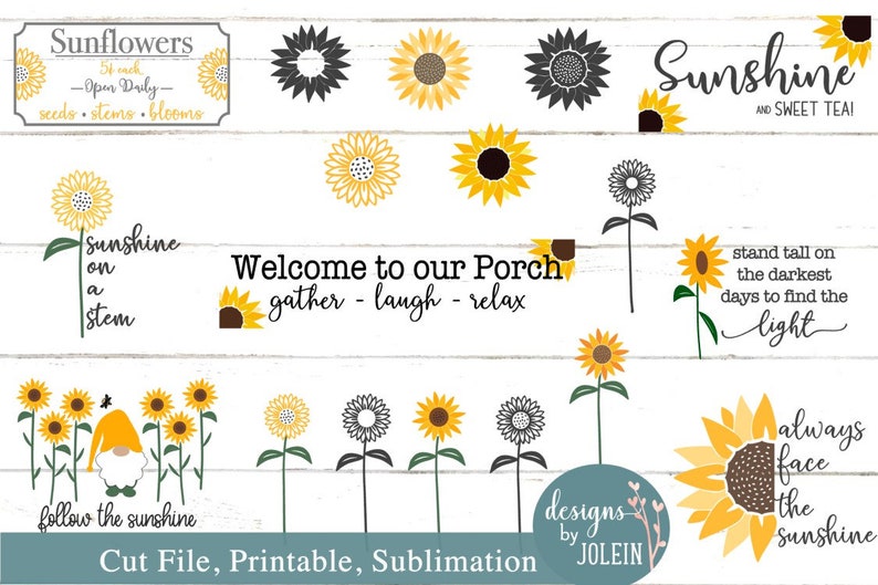Download Sunflower Design Bundle Farmhouse SVG png eps jpeg dxf | Etsy
