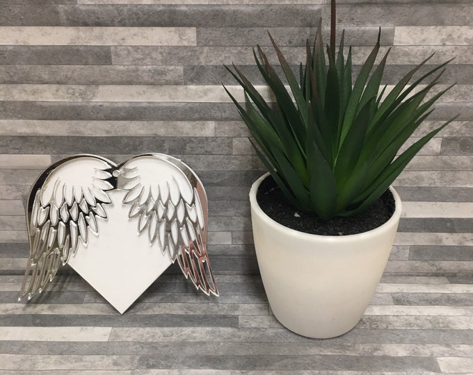 3mm heart acrylic bauble | joined feather wings | craft blank | memorial blank | Christmas  | cricut blank | sublimation blank | vinyl