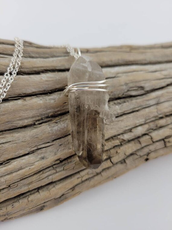 Smoky quartz crystal necklace | Etsy