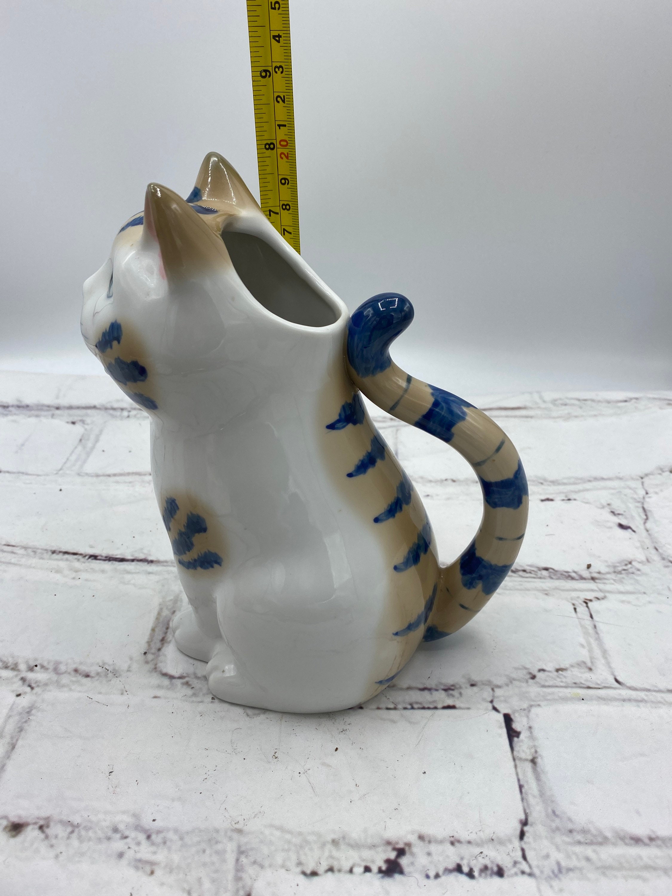 Vintage Cat Lover's Pitcher Porcelain 8” Henriksen Imports Kitten