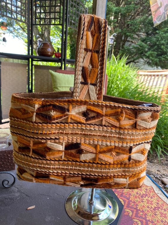 Vintage yarn woven corduroy lined handbag - image 2