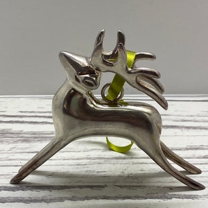 Pottery Barn Silver tone Metal Reindeer Ornament