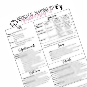 Newborn Nursing Cheat Sheet Nursing School Nurse Gift Digital Download