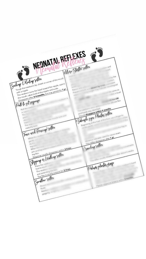 Newborn Baby Reflexes Chart