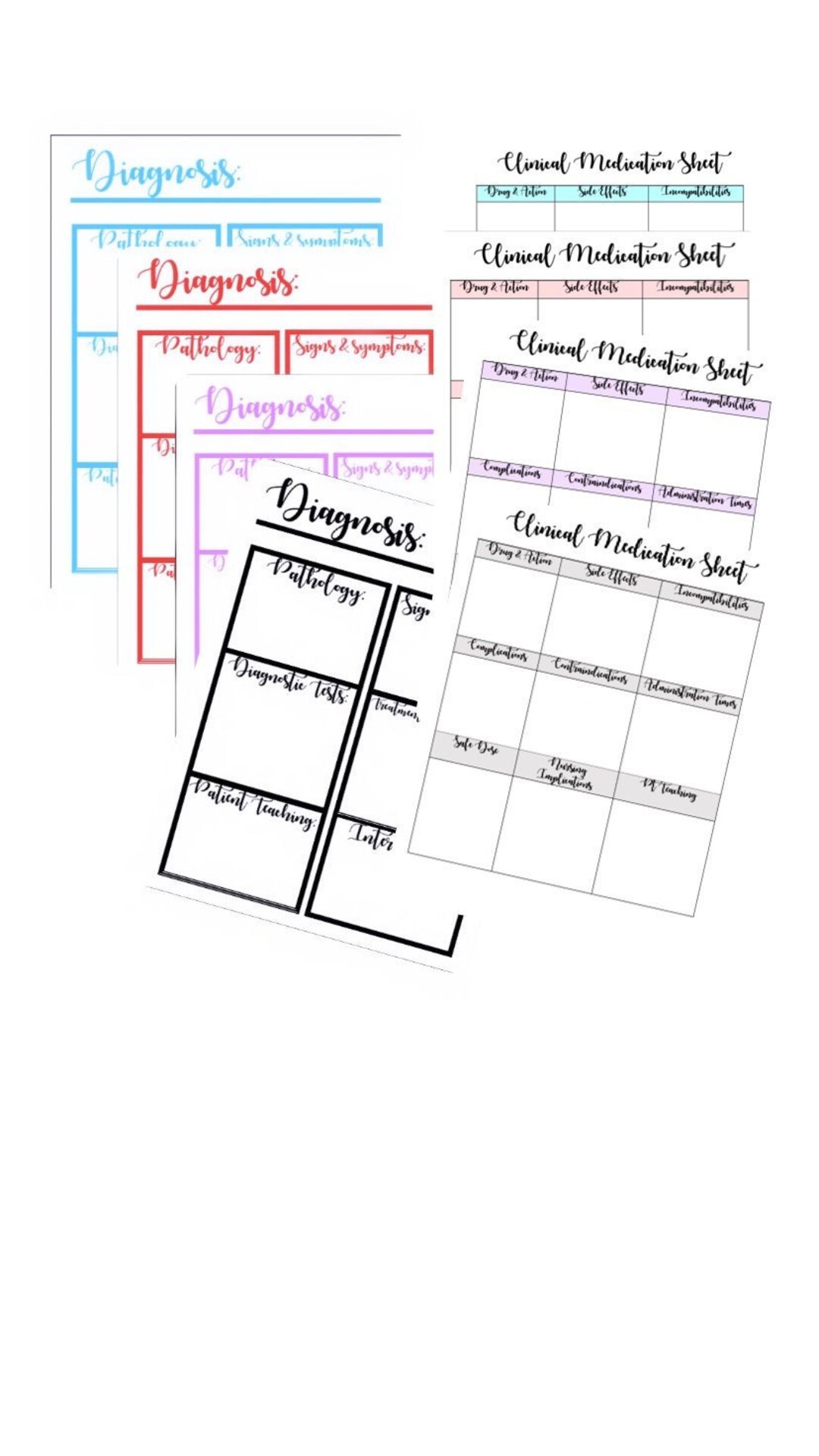 Clinicals Patient Templates (package of 8) - Nursing - Etsy