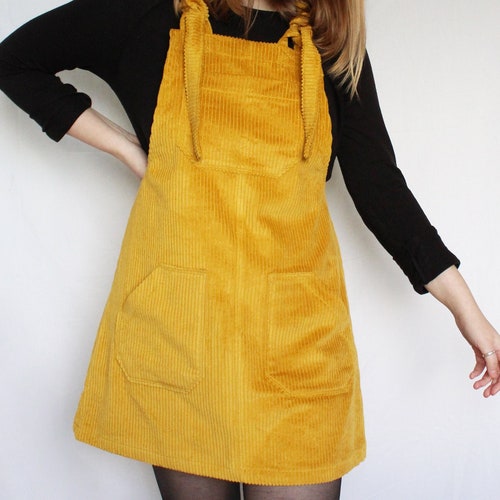 Mustard Corduroy Pinafore Dress 