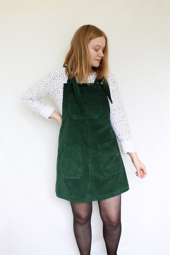 Forest Green Corduroy Pinafore Dress ...