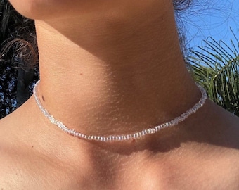 crystal clear style) Clear beaded necklace, clear necklace, clear beads, cute choker, trendy necklace