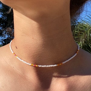 prep style) Simple seed need necklaces, preppy seed bead necklace, trendy choker, aesthetic cute seed bead necklace, summer choker