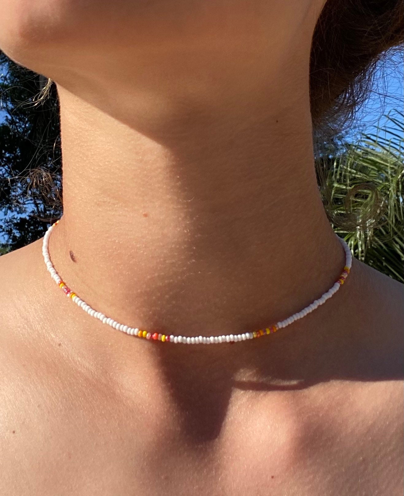 Pura Vida Daisy Seed Bead Choker