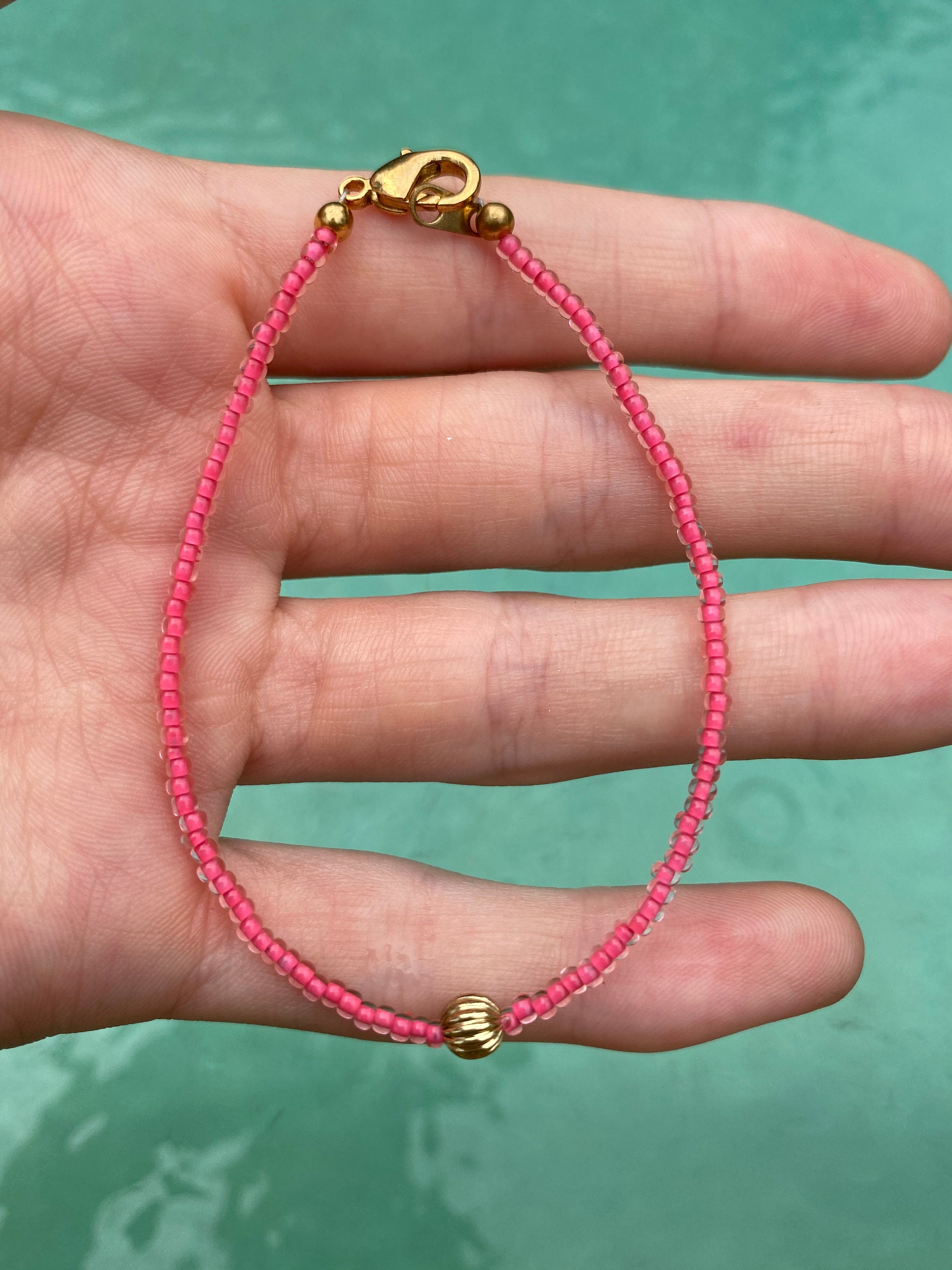 Seed bead bracelets simple bracelets dainty bracelets pink Etsy