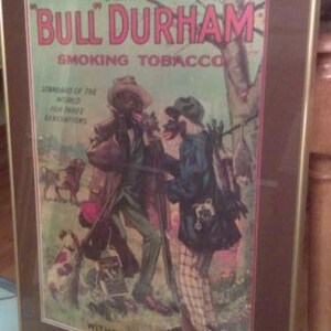 bull durham tobacco black americana advertising poster Bull Durham Smoking Tobacco 18 X 26 Adv Poster Sign Black Americana Matted  Frame