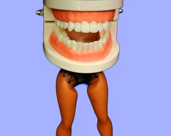 Teeth with legs, Funny gift, Weird Etsy, Mouth Art, Multimedia weird stuff, funny creepy gift, oddities, long furby friends, strange décor