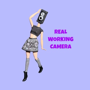 Handmade ART toy fantasy creature Cursed ODD Camera Photography camera head doll collectible Bootleg Creepy Cute Gift Haunted Surprise Box