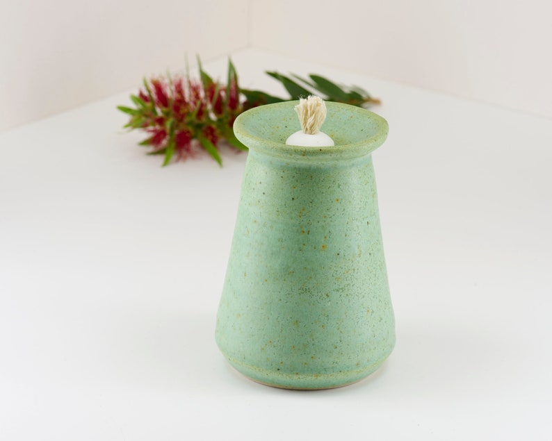 Oil Burner Ceramic Lamp, citronella mozzie repellant, hand thrown stoneware pottery, handmade lamp, scented oil light image 1