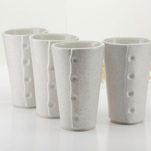 Tumblers, set of 4. Hand made stoneware with speckled white glaze image 2