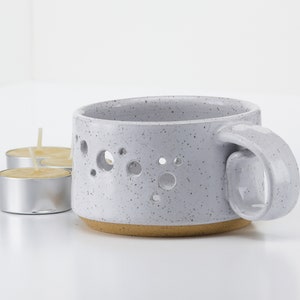 Bougeoir photophore, photophore fait main en céramique blanche, porte-cône d&#39;encens poterie en grès, bougie naturelle en cire d&#39;abeille