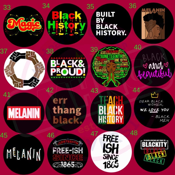 Mix & Match Button Pins , Black Girl Magic, Melanin, African American, 1.25 inch button, Black History Month, Pinback, 2.25 inch button