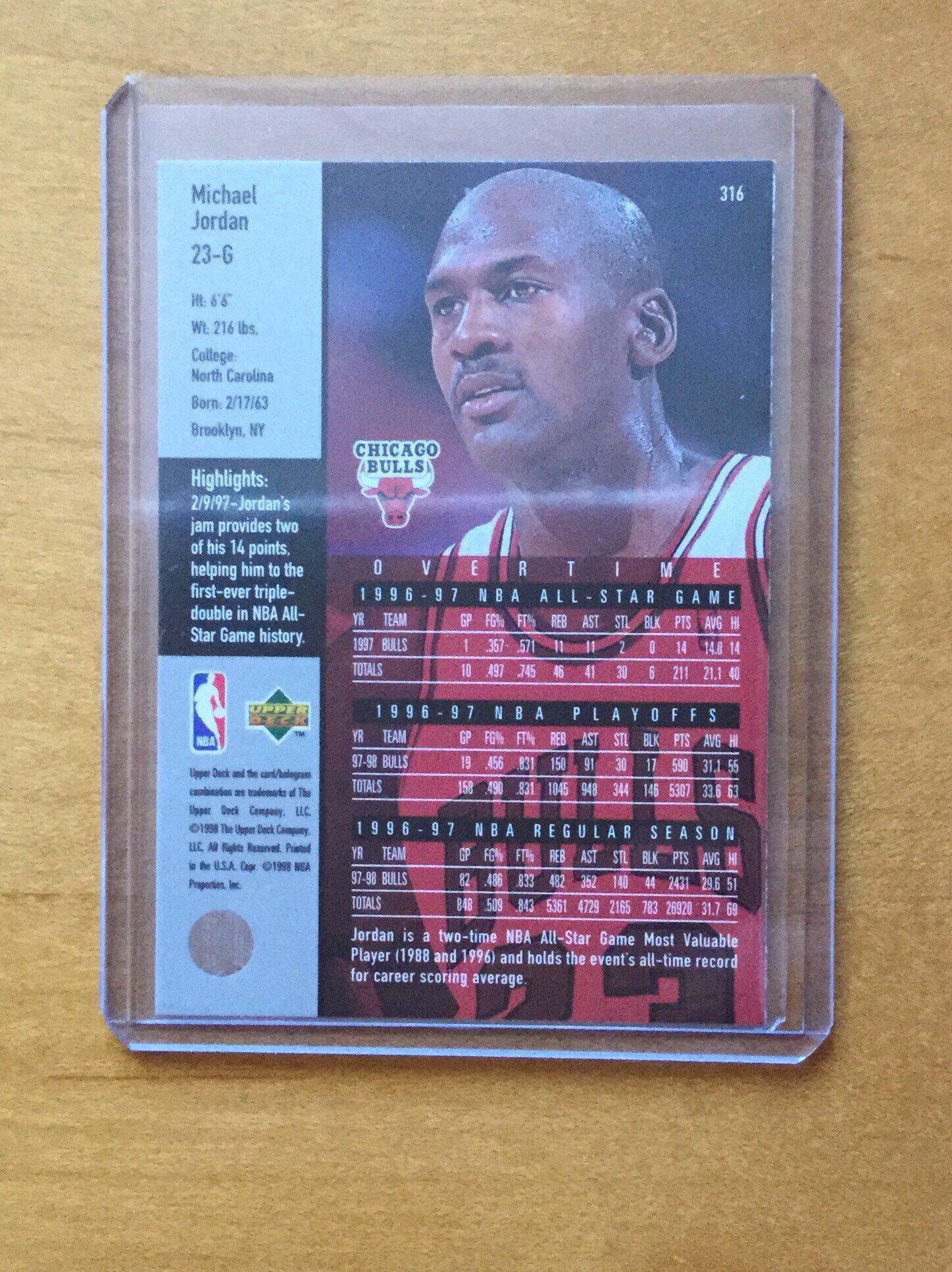 19961997 Upper Deck Michael Jordan, Card 316, Misprint Error Etsy