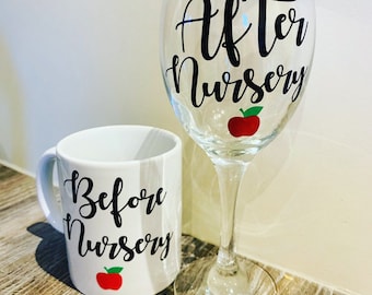 Teacher Mug and Wine Glass Set - Before and After School Gift