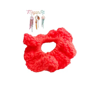 Neon coral scrunchie, hair tie, neon hair band