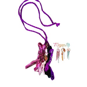 purple yarn weaving necklace long necklace crochet