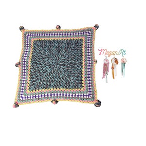 Crochet Granny Square Lap Blanket With Pom Poms