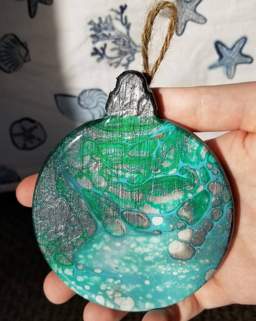 Acrylic pour painting wood ornaments Christmas ornaments Etsy