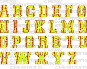 Distress Softball Alphabet, Softball Font, PNG, Instant Digital Download, Sublimation Printable Design, Cricut & Silhouette Design, Clipart
