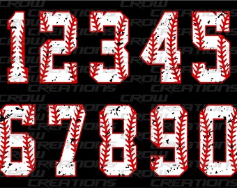 Baseball Number, Baseball Font, PNG, Instant Digital Download, Sublimation Printable Design, Cricut & Silhouette Design, Clipart