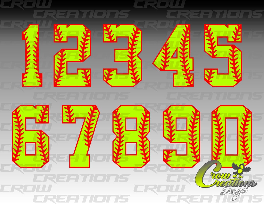 Softball Number Font, Sublimation Softball Png, Softball Png, Softball