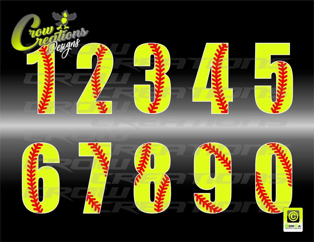 Softball Number Font White Outline, Softball Numbers Png, Softball Png