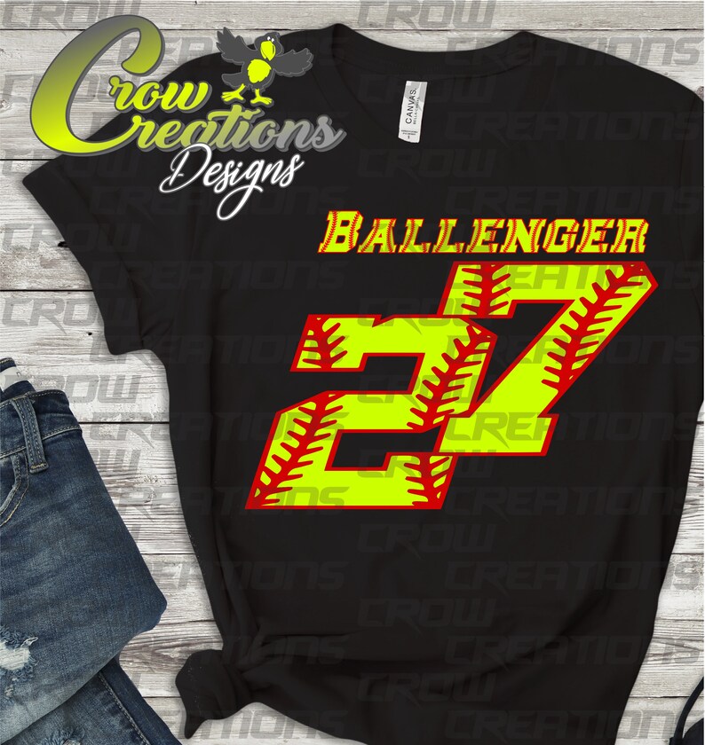 Softball Number Font Sublimation Softball Png Softball Png Etsy