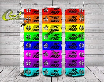 Pit Pass Racing Seamless 20oz Skinny Straight Tumbler Sublimacja/Waterslide Cyfrowy projekt Pełne opakowanie Tumbler PNG Pobieranie cyfrowe
