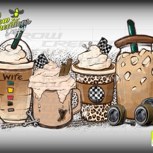 Wife Racing Coffee Latte PNG, Race Drink Latte, Race Latte PNG, Racing PNG, Race Shirt Design, Racing Sublimation Design, Latte Drink Design