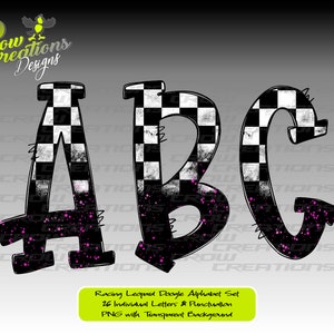 Checkered Flag Grunge Racing Doogle Bundle Font, Race Grunge Doogle Font, Racing Checkered Font, Digital Download, Racing Font PNG, Racing