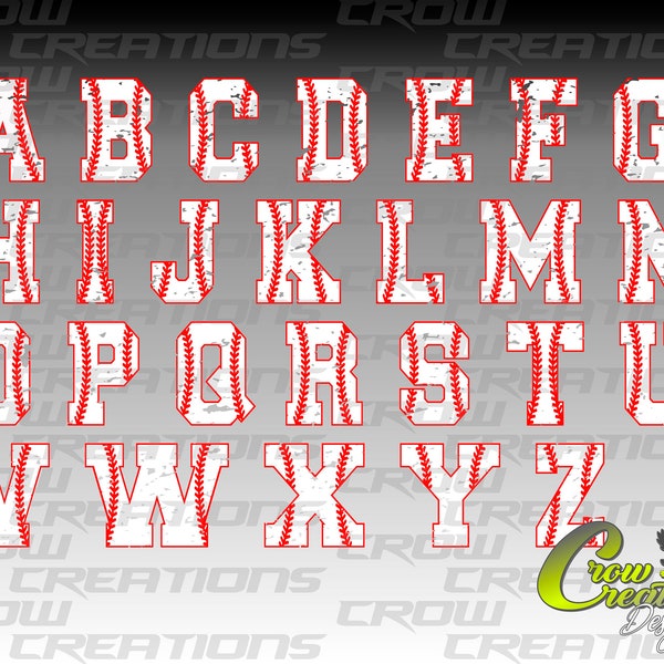 Baseball Distressed Alphabet Font, Sublimation Baseball png, Baseball png, Baseball DTF png, DTF Baseball Design, Baseball Font, Digital