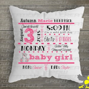Girl Birth Announcement Stats Design/Birth Stats PNG/Girl Baby Announcement/Baby Keepsake Template/Sublimation Birth Stats/DTF Birth Stats