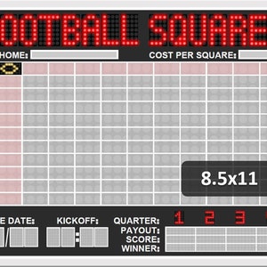Football Squares Printable Template Scoreboard Design