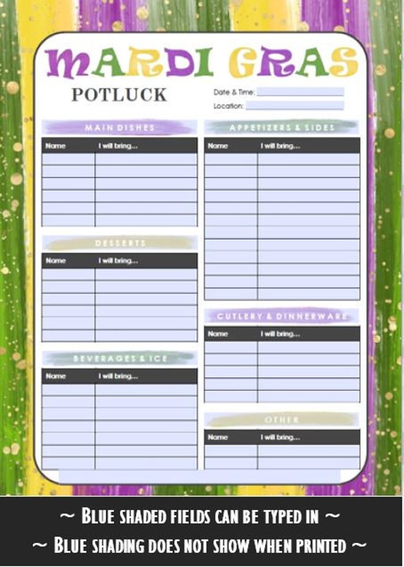 what to bring to a mardi gras potluck