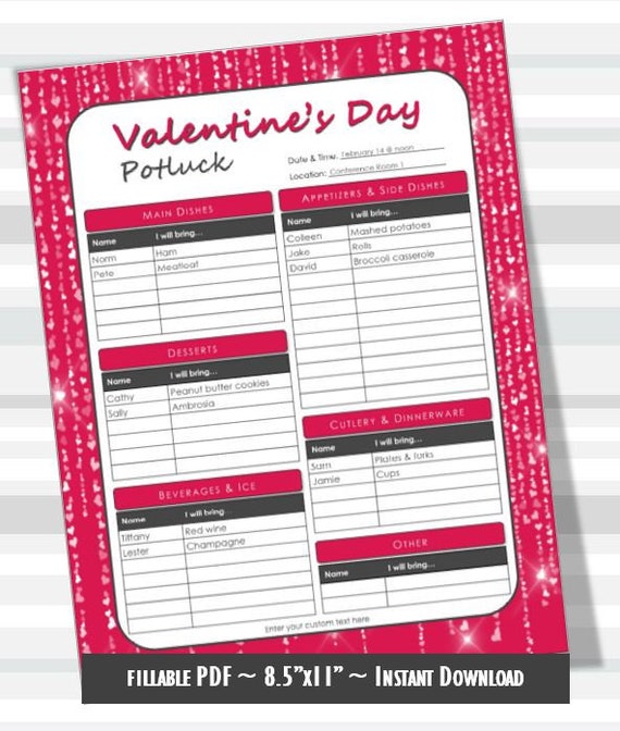  Valentine Sign Up Sheet Template 