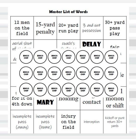 Football Bingo Printable Cards Party Game Print at Home - Etsy