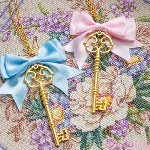 Simple Sweet Key and Bow Necklaces