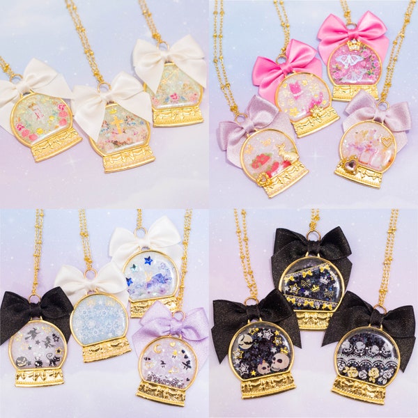 Sweet Glitter Snow Globe UV resin necklaces