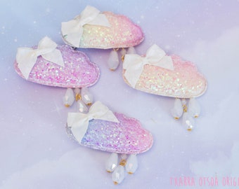 Rainbow Glitter Rainy Cloud Hairclip