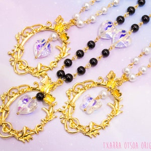 Ivory Fairy Circle Crystal Heart Necklace
